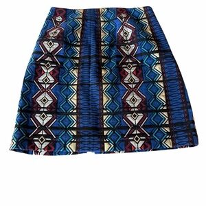 J.Crew Black Label Multicolor Geometric Blue and Black Women's Skirt Size 0